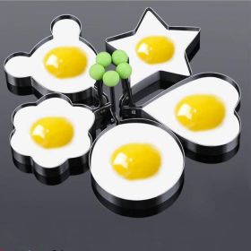 Egg Rings Fried Egg Molds Stainless Steel Egg Shaper Pancake Maker with Handle Different Shapes Stainless Steel Egg Molds for Frying Cooking (5 S