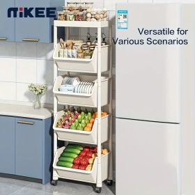 5 Tier Plastic Rolling Utility Cart for Office Living Room Kitchen Bedroom and Garage Movable Storage Rack with Simple Modern Design Multi Layer