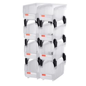Plastic Stackable Storage Bins, 10.9 x 5.5 x 5.1 inch (8 Pack), Plastic Containers for Organizing & Storage Bins for Closet, Garage, Small Parts