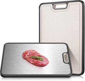 Double-sided titanium straw cutting board, 15 inches * 10 inches, kitchen cutting board, non-toxic cutting board, suitable for meat and vegetable