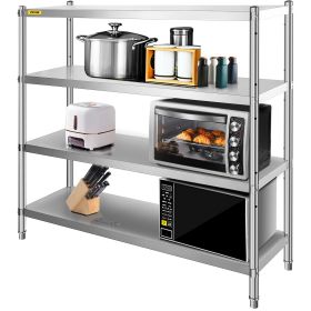 VEVOR Stainless Steel Shelving 60x18.5 Inch 4 Tier Adjustable Shelf Storage Unit Stainless Steel Heavy Duty Shelving for Kitchen Commercial Offic