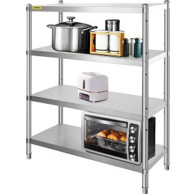 VEVOR Stainless Steel Shelving 48x24x59 Inch 4 Tier Adjustable Shelf Storage Unit Stainless Steel Heavy Duty Shelving for Kitchen Commercial Offi