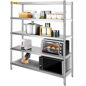 VEVOR Storage Shelf, 5-Tier Storage Shelving Unit, Stainless Steel Garage Shelf, 70.9 x 17.7 x 70.9 inch Heavy Duty Storage Shelving