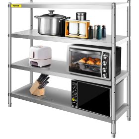 VEVOR Storage Shelf, 4-Tier Stainless Steel Shelving, Storage Shelving Unit, 70.9 x 17.7 x 59.1 Inch Heavy Duty Storage Rack Shelving