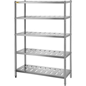 VEVOR Storage Shelf, 5-Tier Storage Shelving Unit, Stainless Steel Garage Shelf, 47.2 x 17.7 x 70.9 inch Heavy Duty Storage Shelving