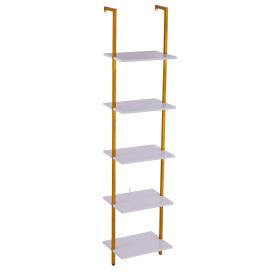 VEVOR Industrial Square Pipe Shelf 5 Tier 15.6x11.8in Wall-Mount Gold White