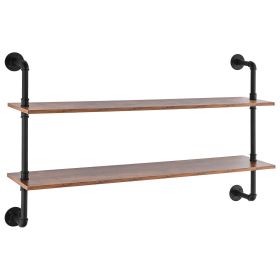 VEVOR Industrial Pipe Shelf 2 Tier 48x 9.84in Wall-Mount for Kitchen Bedroom