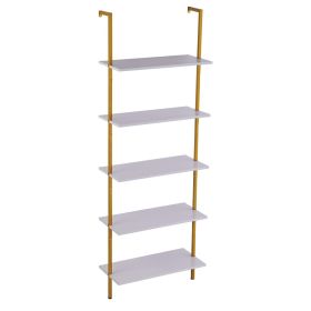 VEVOR Industrial Square Pipe Shelf 5 Tier 24x11.8in Wall-Mount Gold White