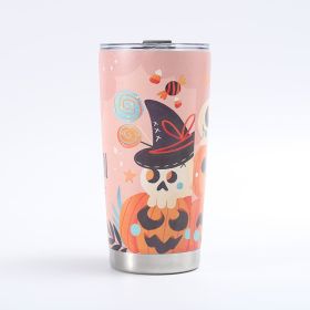Customized Creative 304 Stainless Steel Insulated Mug, 3D-Printed Beer Cup, Halloween Large-Capacity 20oz Car Tumbler (Option: Pink)
