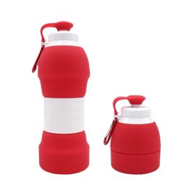 Silicone folding water bottle (Option: red)