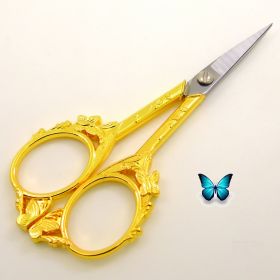 Butterfly Cut Retro Cut Cute Shape Tailor Scissors Yarn Embroidery Thread Head Household Scissors (Option: Gold)