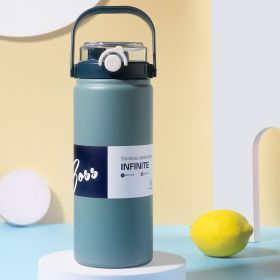 316 Stainless Steel Insulated Mug For Men And Women With Straw, Dual Purpose Drinking Cup, Large Capacity Portable Thermos (Option: blue)