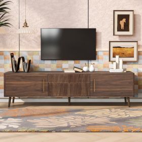 Mid Century TV Stand With 2 Drawers, Media Console Table For TVs Up To 80'', Entertainment Center With Storage For Living Room, Bedroom, Home The (Option: Walnut)