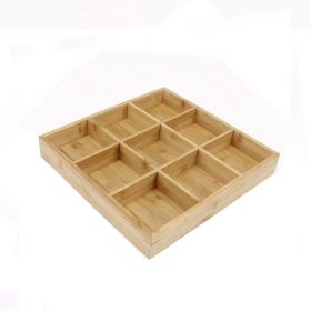 Hot Pot Bamboo Plate Compartmental Platter Vegetable Tray (Color: Natural, Options: Small Nine Grid Plate)