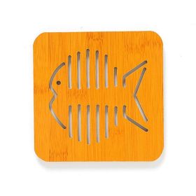 Anti-scalding Bamboo Insulation Table Mat Coaster for Home (Color: Natural, Type: Fish Shape)