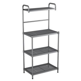 4-Tier Kitchen Microwave Storage Rack with Metal Shelves (Color: gray)
