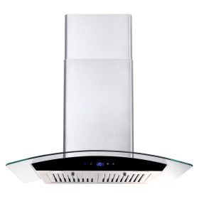 30 inch Wall Mounted Range Hood 700CFM Tempered Glass Touch Panel Control Vented LEDs (Control Design Color: Touch Control - Black)