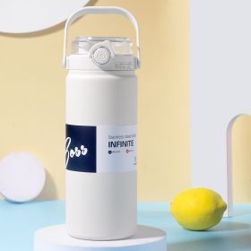 316 Stainless Steel Insulated Mug For Men And Women With Straw, Dual Purpose Drinking Cup, Large Capacity Portable Thermos (Option: White)