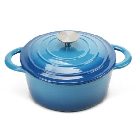 Dutch Oven,Dutch Oven Pot With Lid,4.5 QT Enamel Dutch Ovens With Dual Handles,Cast Iron Pot For Braiser,Cooking,Gifts For Family (Option: blue)