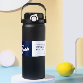 316 Stainless Steel Insulated Mug For Men And Women With Straw, Dual Purpose Drinking Cup, Large Capacity Portable Thermos (Option: Black)